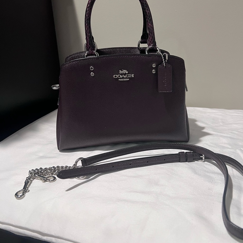 Coach Purple Satchel with Silver Accents